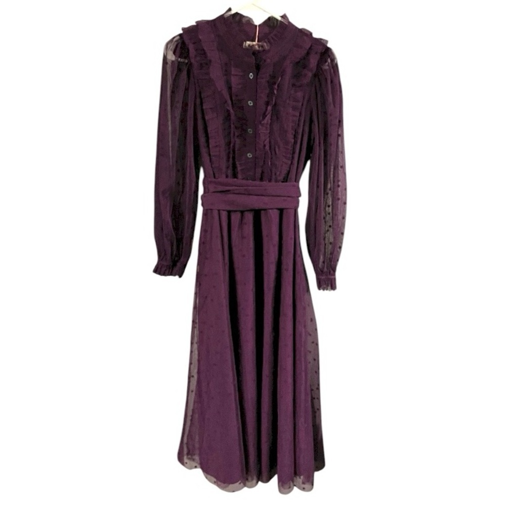 NWT BODEN $249 Tulle Ruffle Maxi Dress *Viola Purple Size 8 Petite - Picture 7 of 10